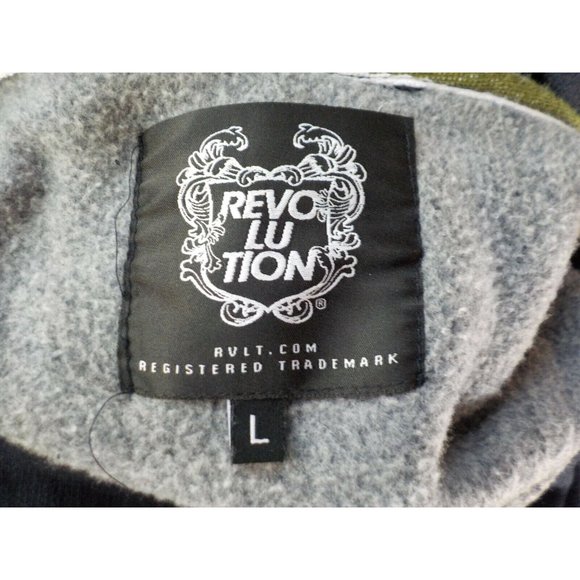 Revolution RVLT Hooded Pullover Sweatshirt Hoodie Fleece Lined Dk Blue - Picture 7 of 7